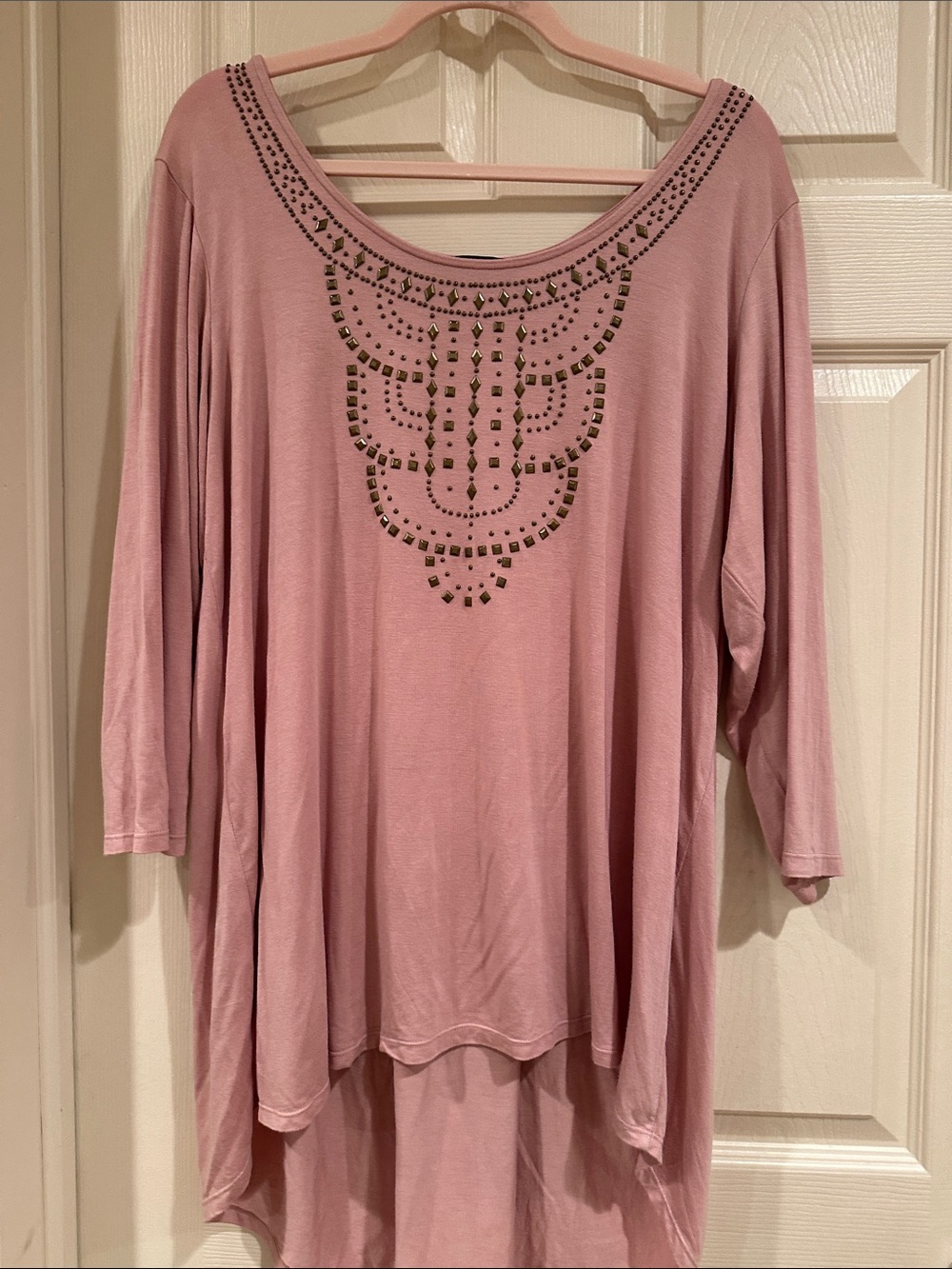 Rose & Olive Dusty Rose Embellished Scoop Neck Tunic